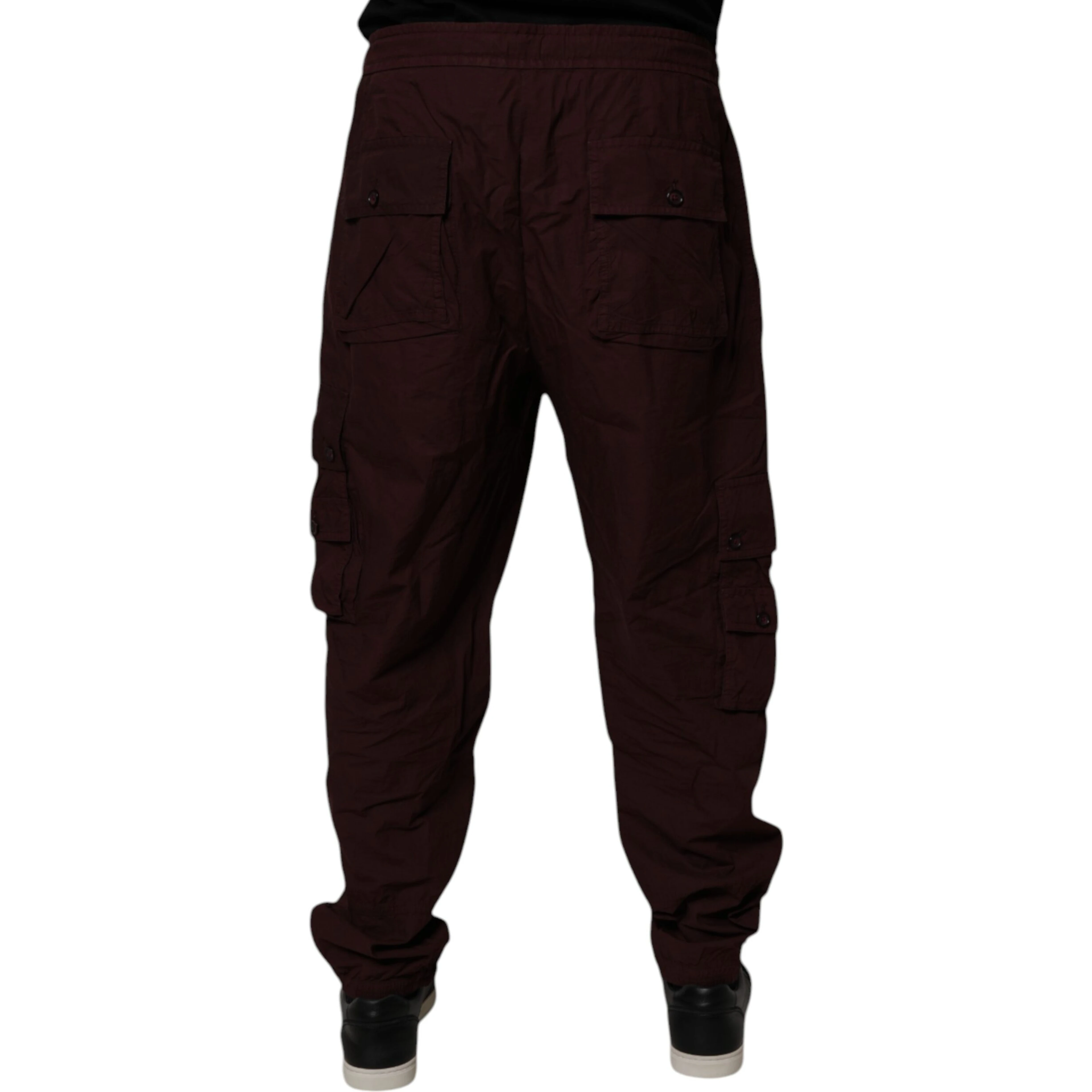 Maroon Cotton Cargo Jogger Sweatpants Pants