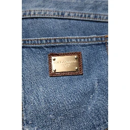 Blue Tattered Cotton Straight Denim Jeans