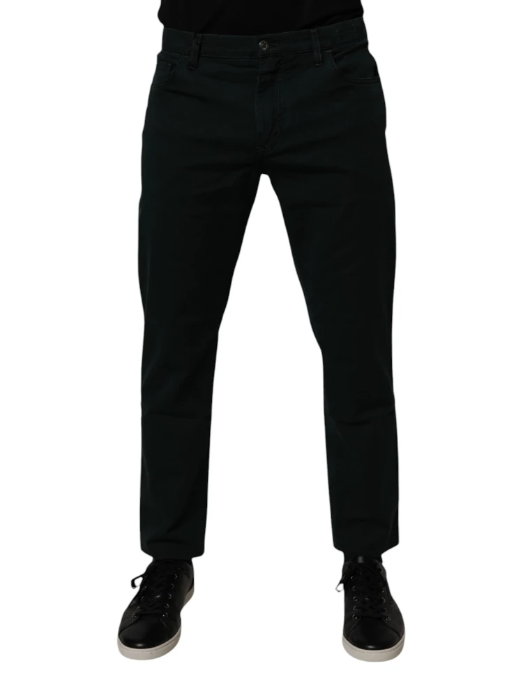 Dark Green Cotton Loose Men Denim Jeans