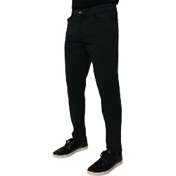 Dark Green Cotton Loose Men Denim Jeans