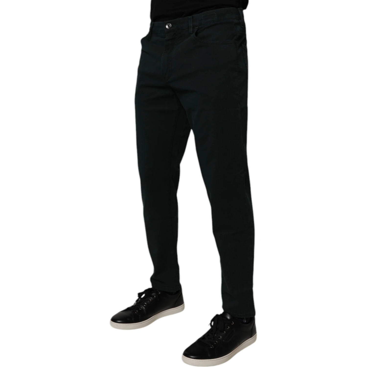 Dark Green Cotton Loose Men Denim Jeans