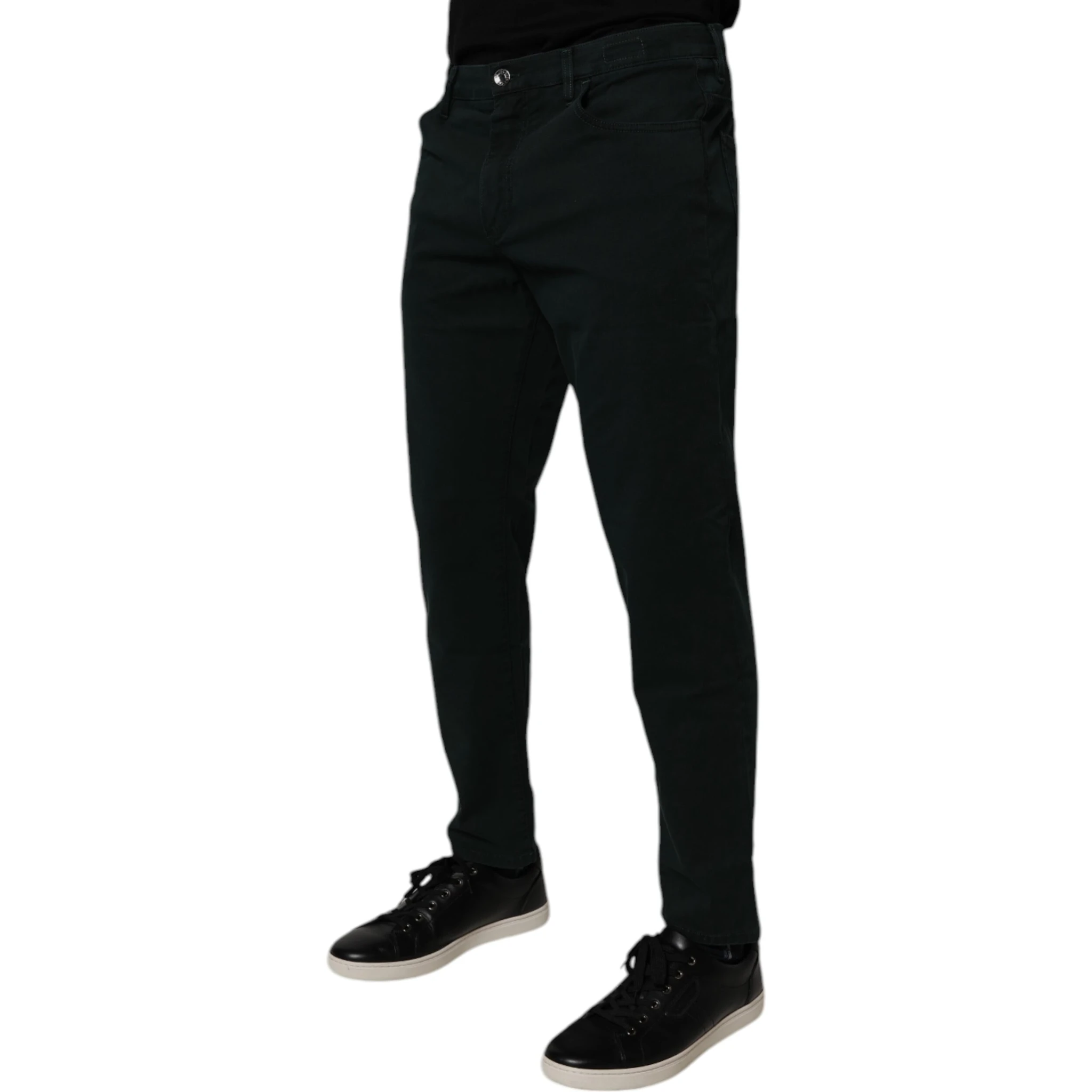 Dark Green Cotton Loose Men Denim Jeans