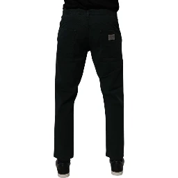 Dark Green Cotton Loose Men Denim Jeans