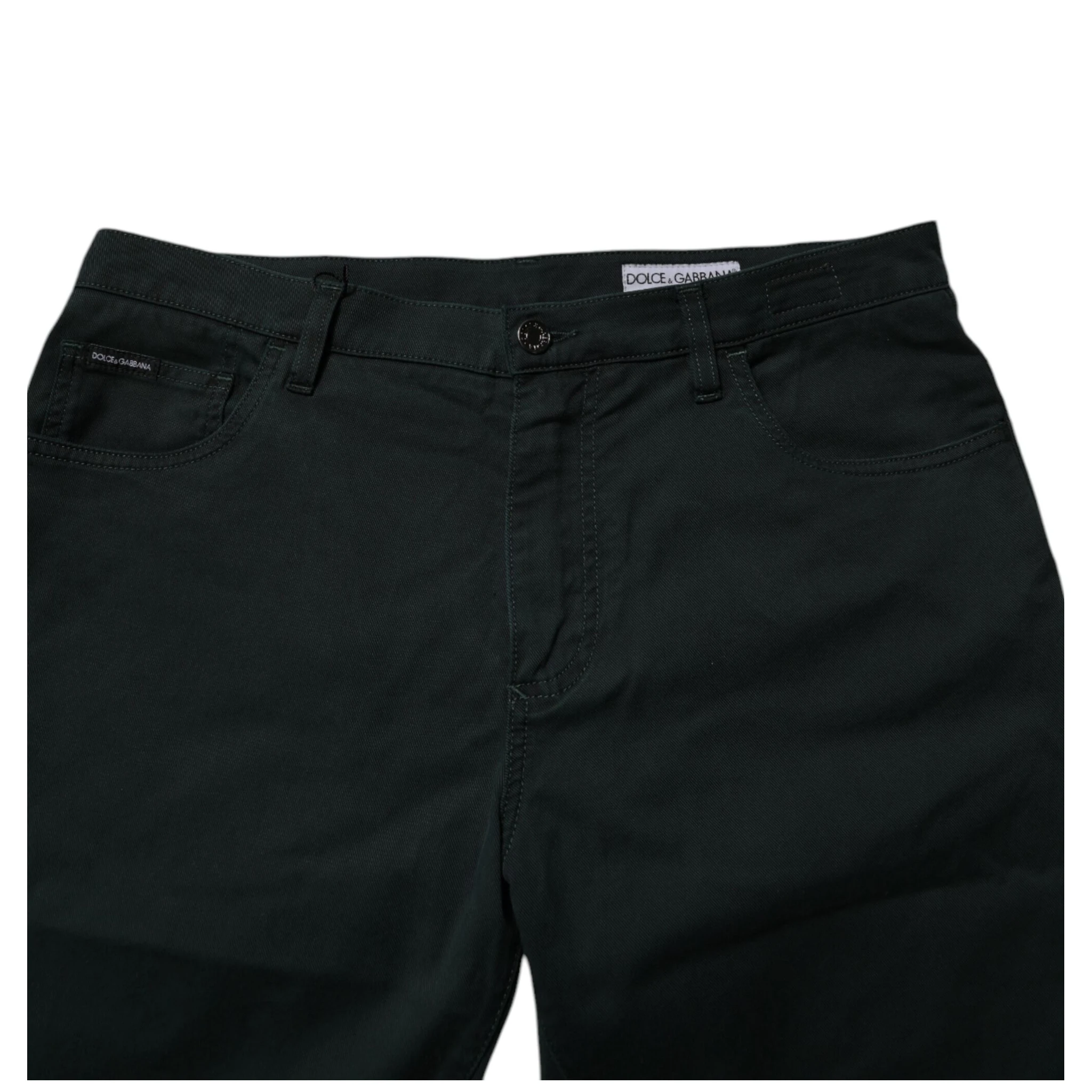 Dark Green Cotton Loose Men Denim Jeans