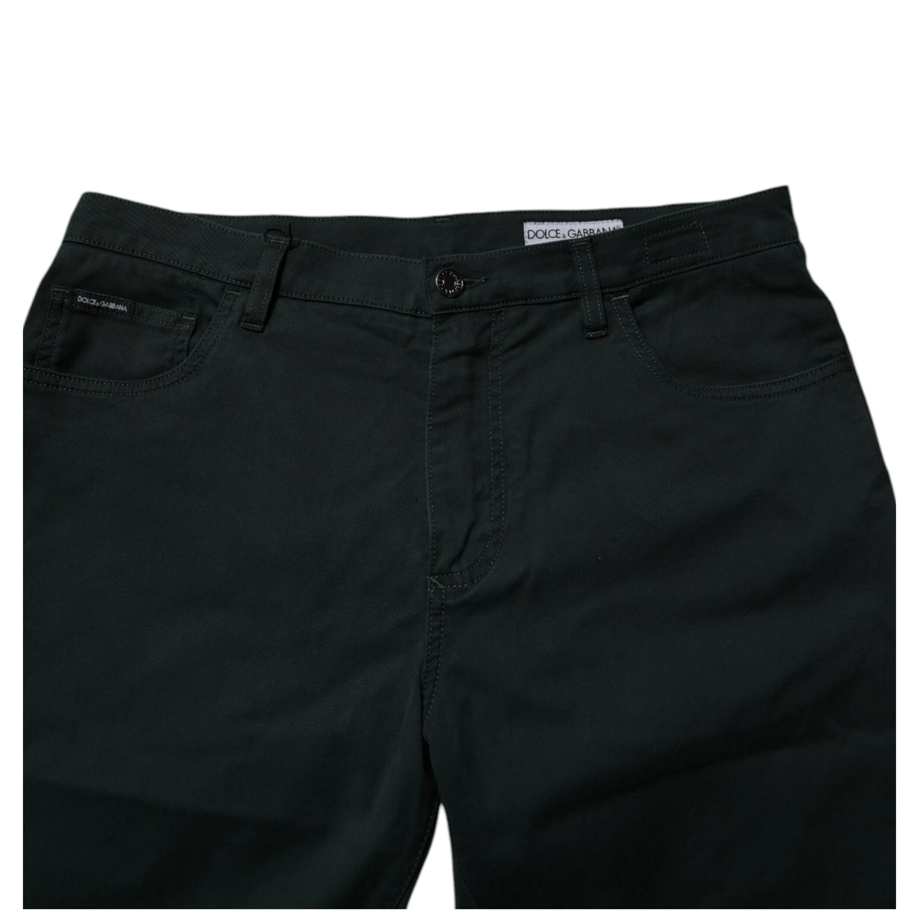 Dark Green Cotton Loose Men Denim Jeans