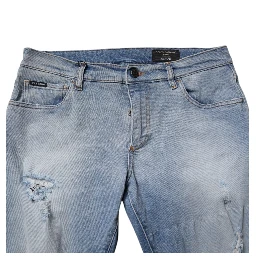 Blue Tattered Cotton Skinny Men Denim Jeans