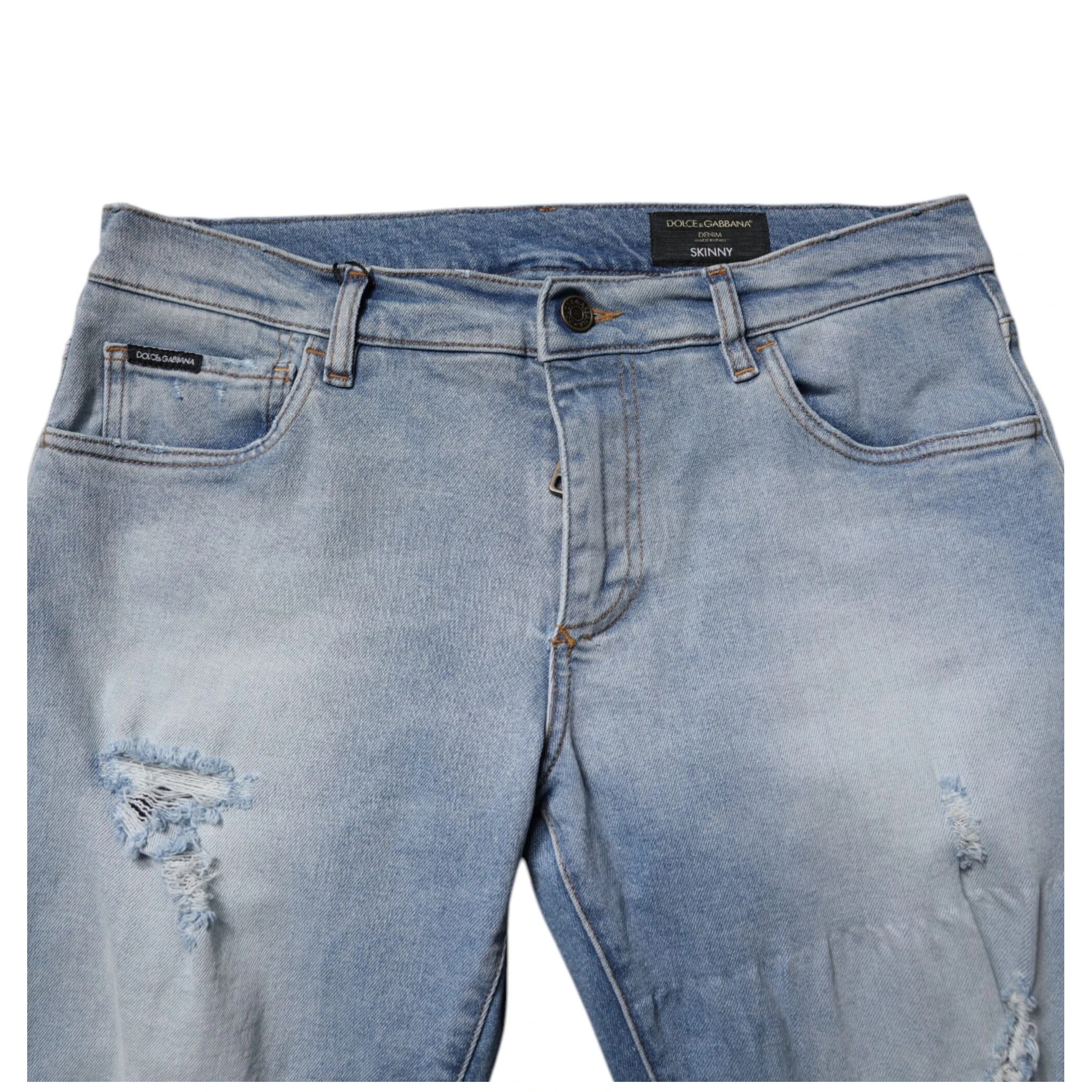 Blue Tattered Cotton Skinny Men Denim Jeans
