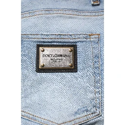 Blue Tattered Cotton Skinny Men Denim Jeans