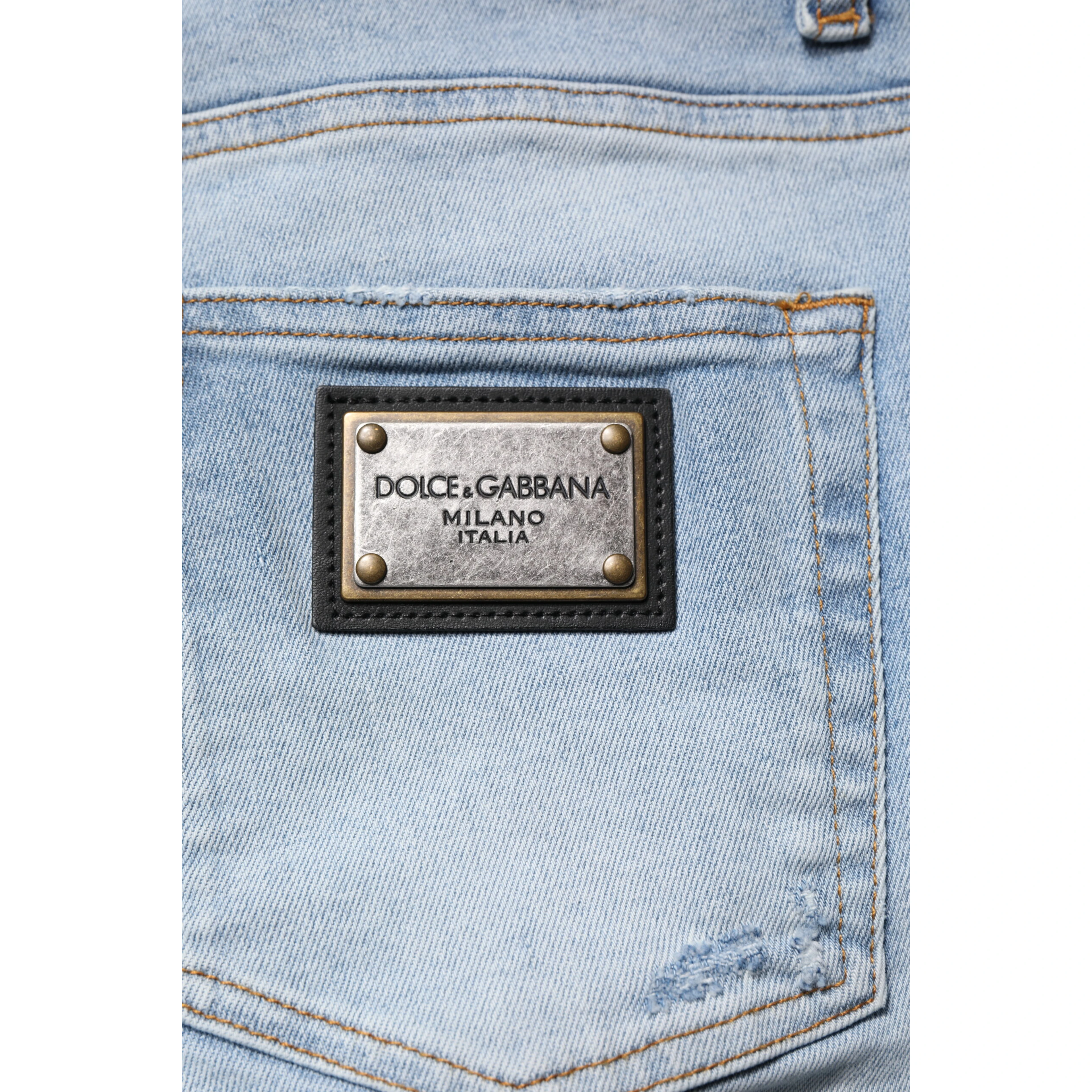 Blue Tattered Cotton Skinny Men Denim Jeans