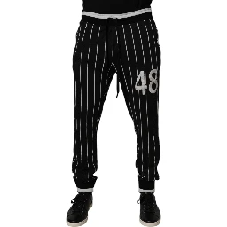 Black White Stripes Jogger Sweatpants Pants