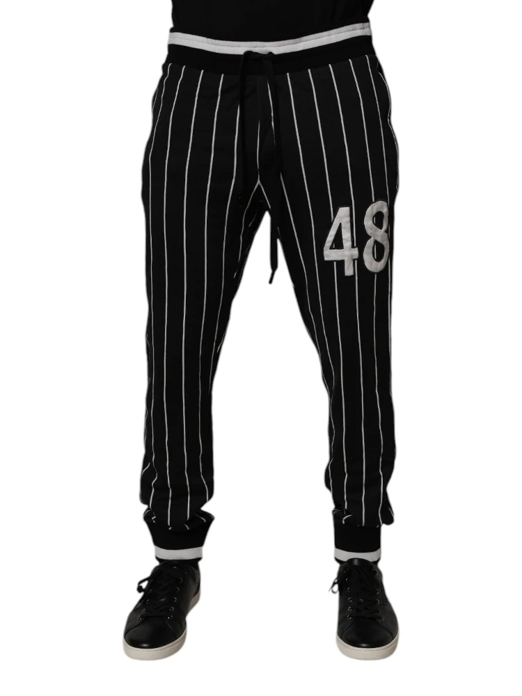 Black White Stripes Jogger Sweatpants Pants