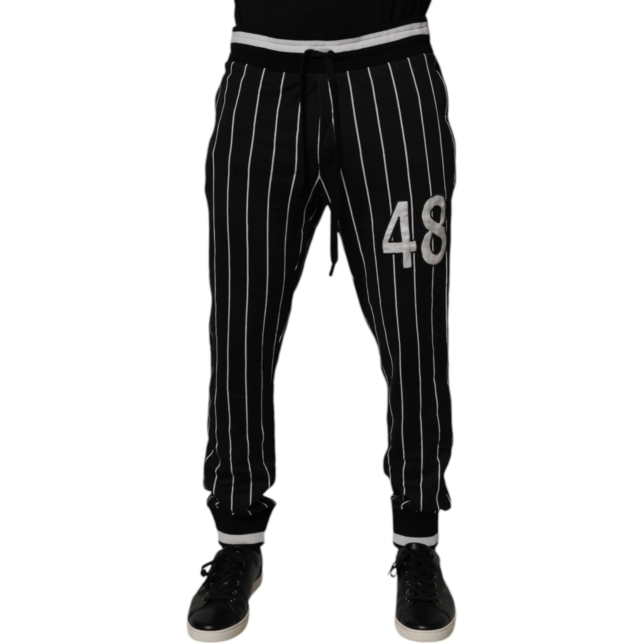 Black White Stripes Jogger Sweatpants Pants