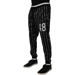 Black White Stripes Jogger Sweatpants Pants