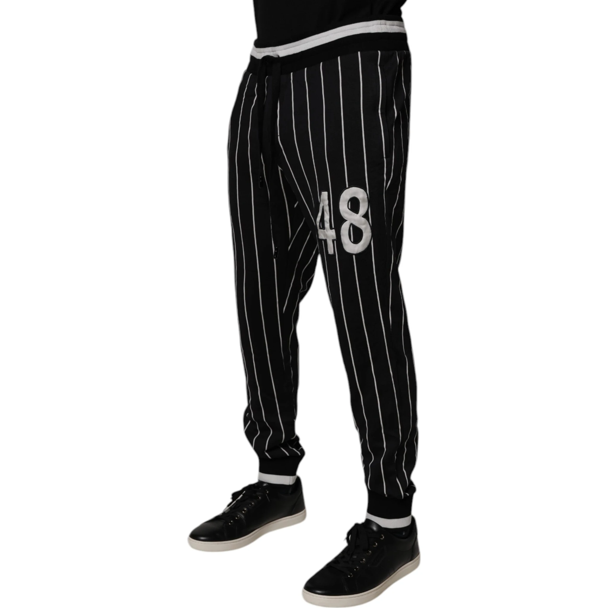 Black White Stripes Jogger Sweatpants Pants