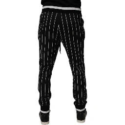 Black White Stripes Jogger Sweatpants Pants