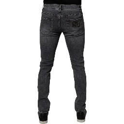 Dark Gray Cotton Stretch Skinny Denim Jeans