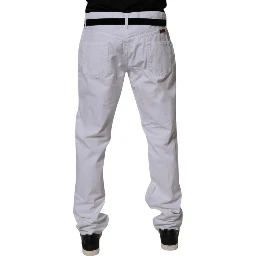 White Cotton Straight Men Denim Jeans