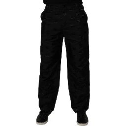 Black Logo Monogram Straight Pants