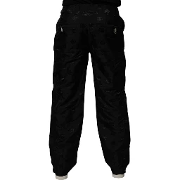 Black Logo Monogram Straight Pants