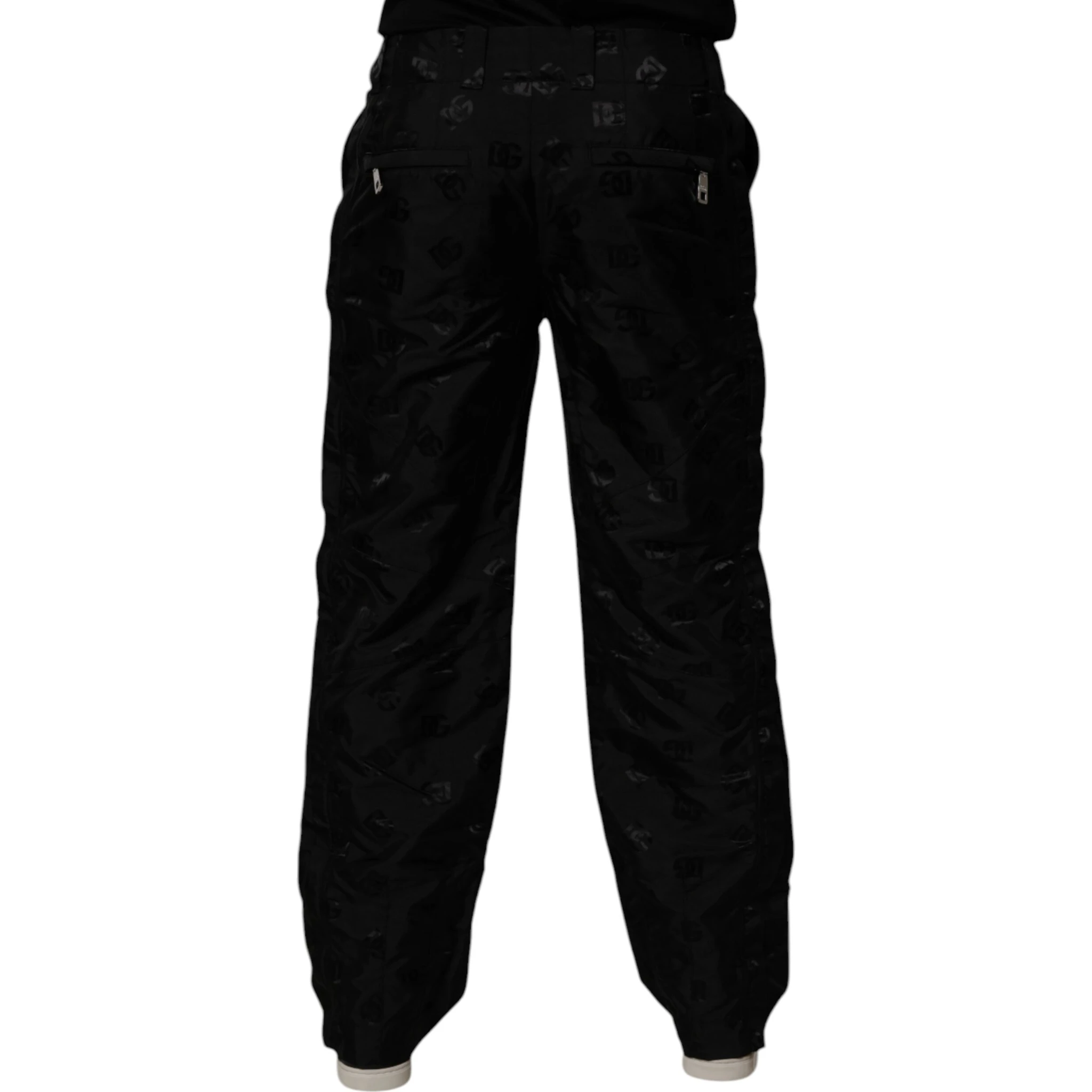 Black Logo Monogram Straight Pants