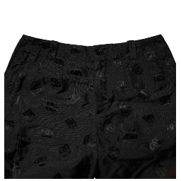 Black Logo Monogram Straight Pants