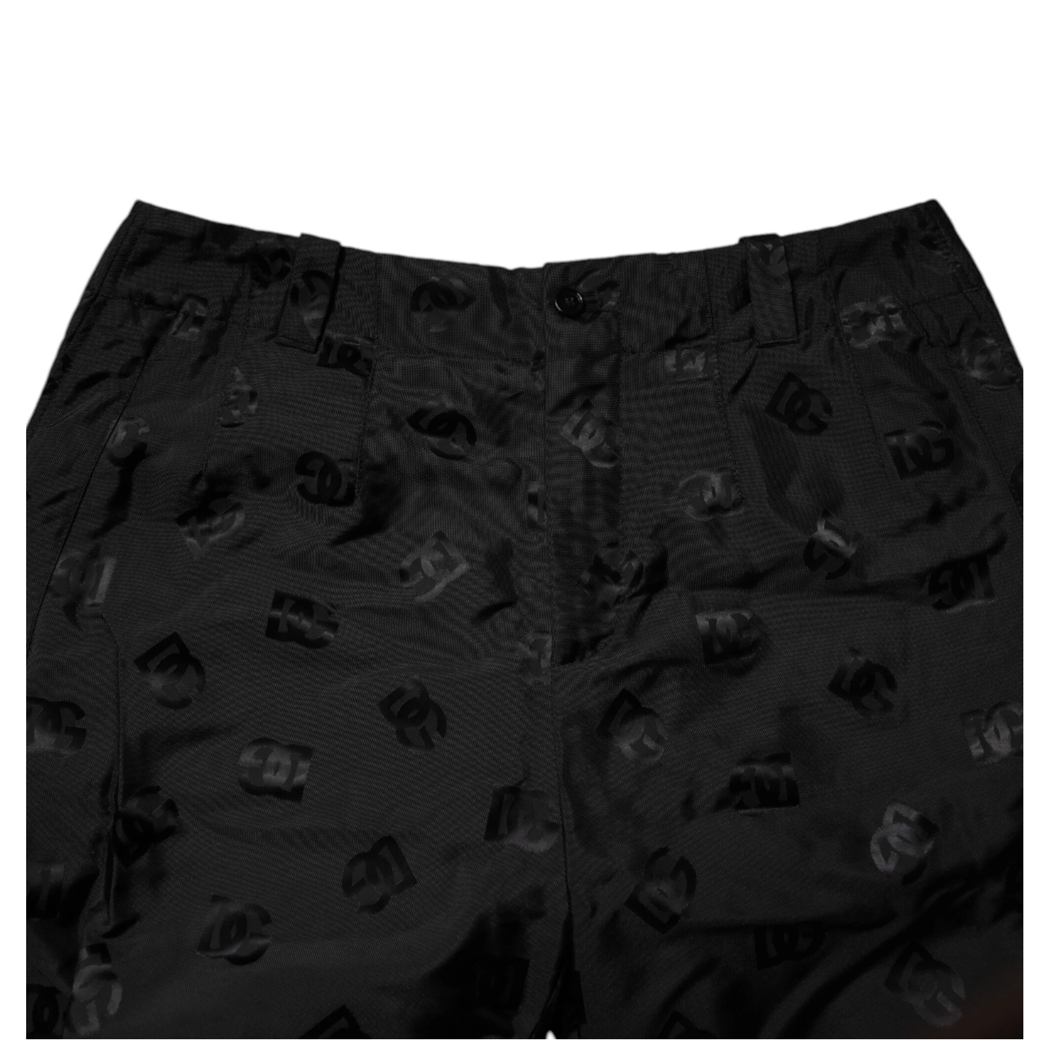 Black Logo Monogram Straight Pants