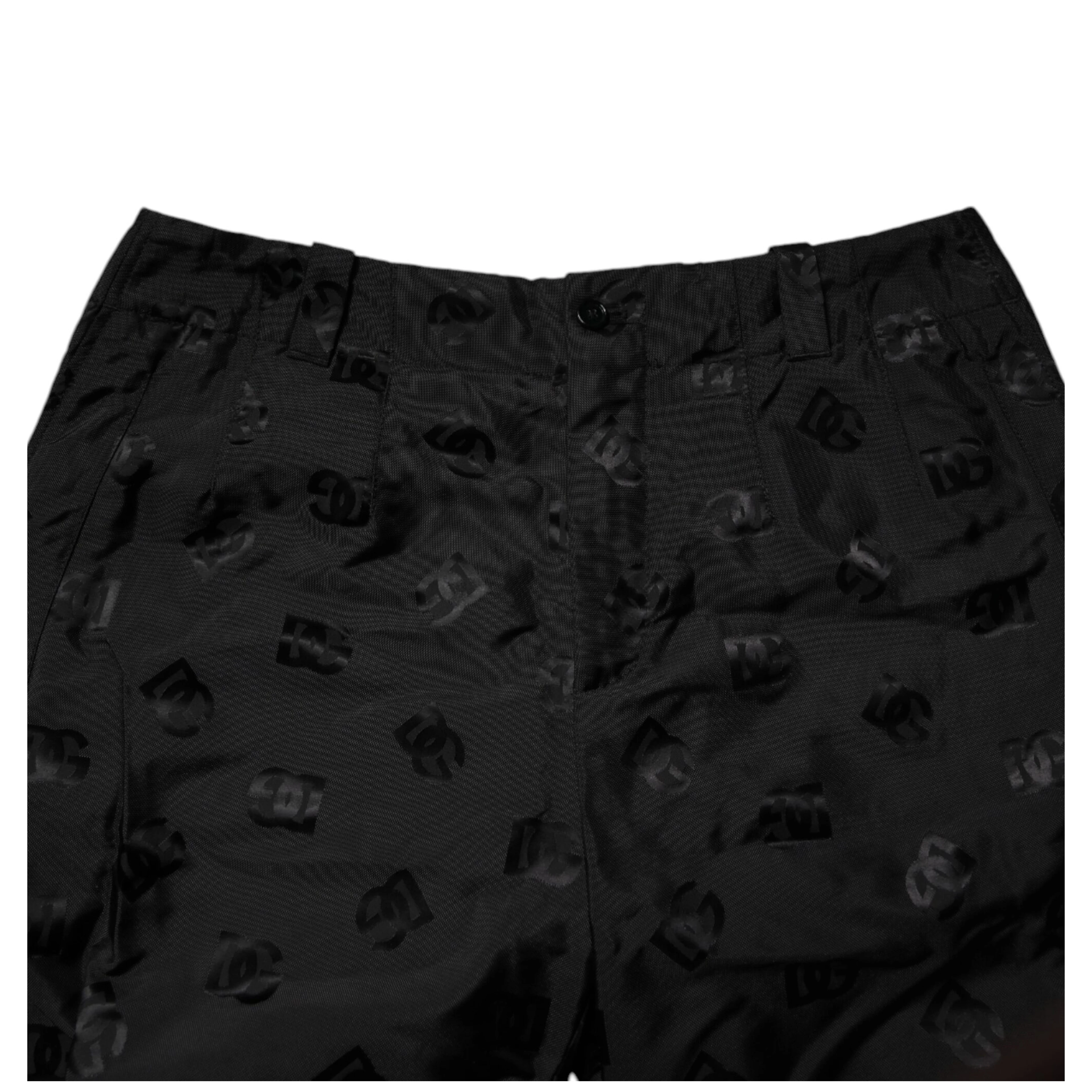 Black Logo Monogram Straight Pants