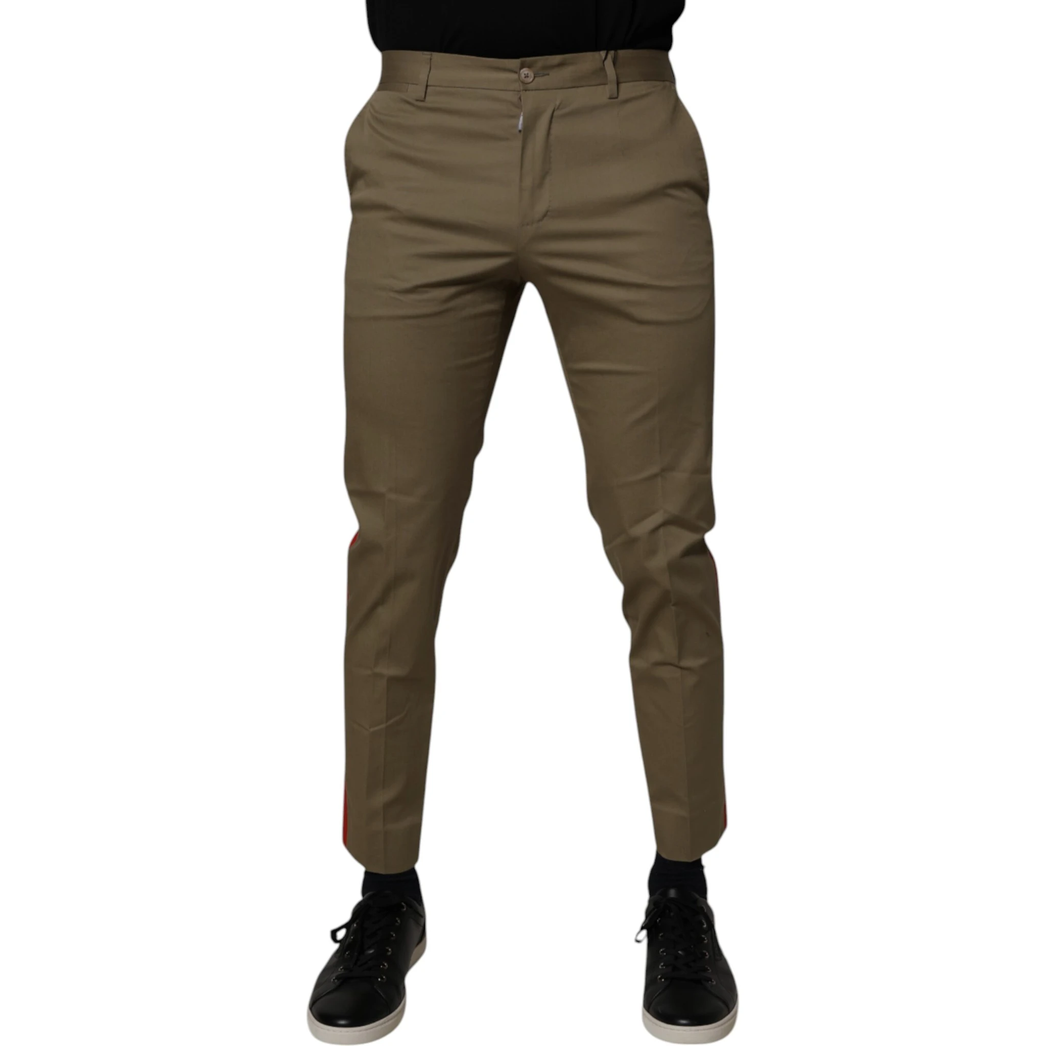 Dark Khaki Cotton Tapered Pants