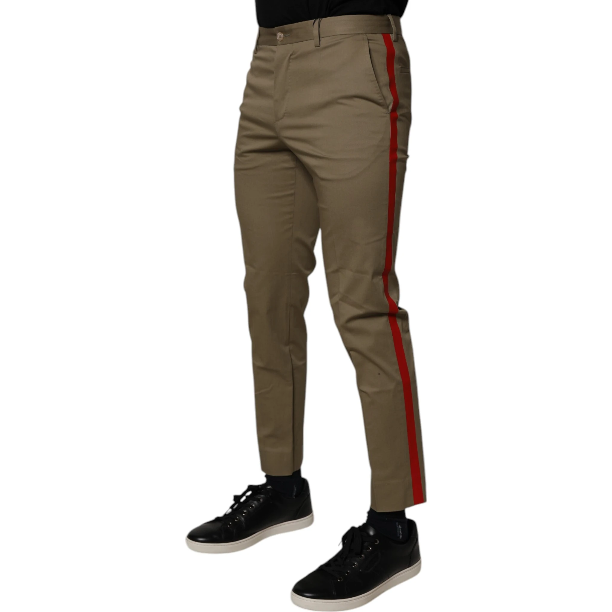Dark Khaki Cotton Tapered Pants