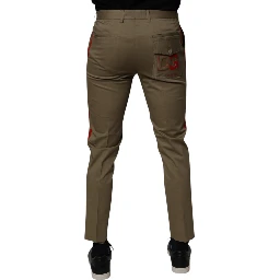 Dark Khaki Cotton Tapered Pants