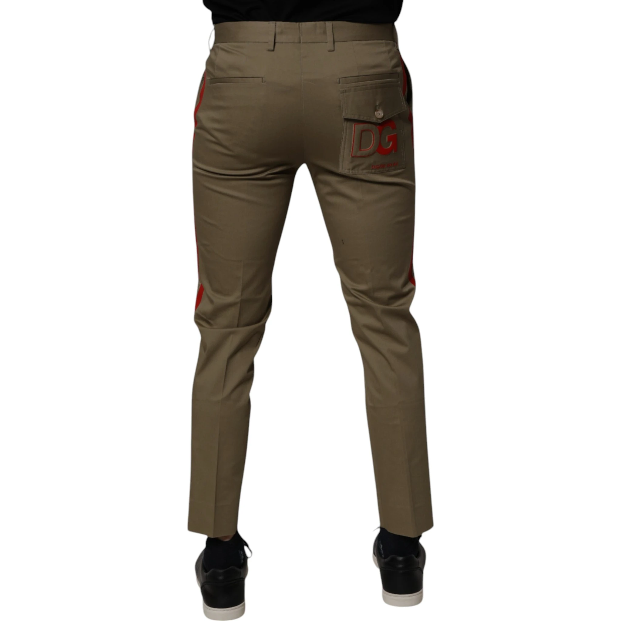 Dark Khaki Cotton Tapered Pants