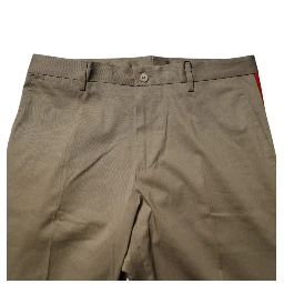 Dark Khaki Cotton Tapered Pants