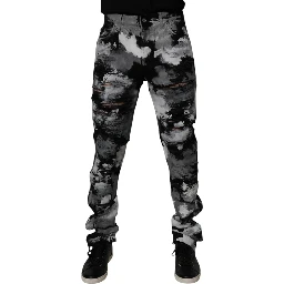 Multicolor Camouflage Tattered Skinny Denim Jeans
