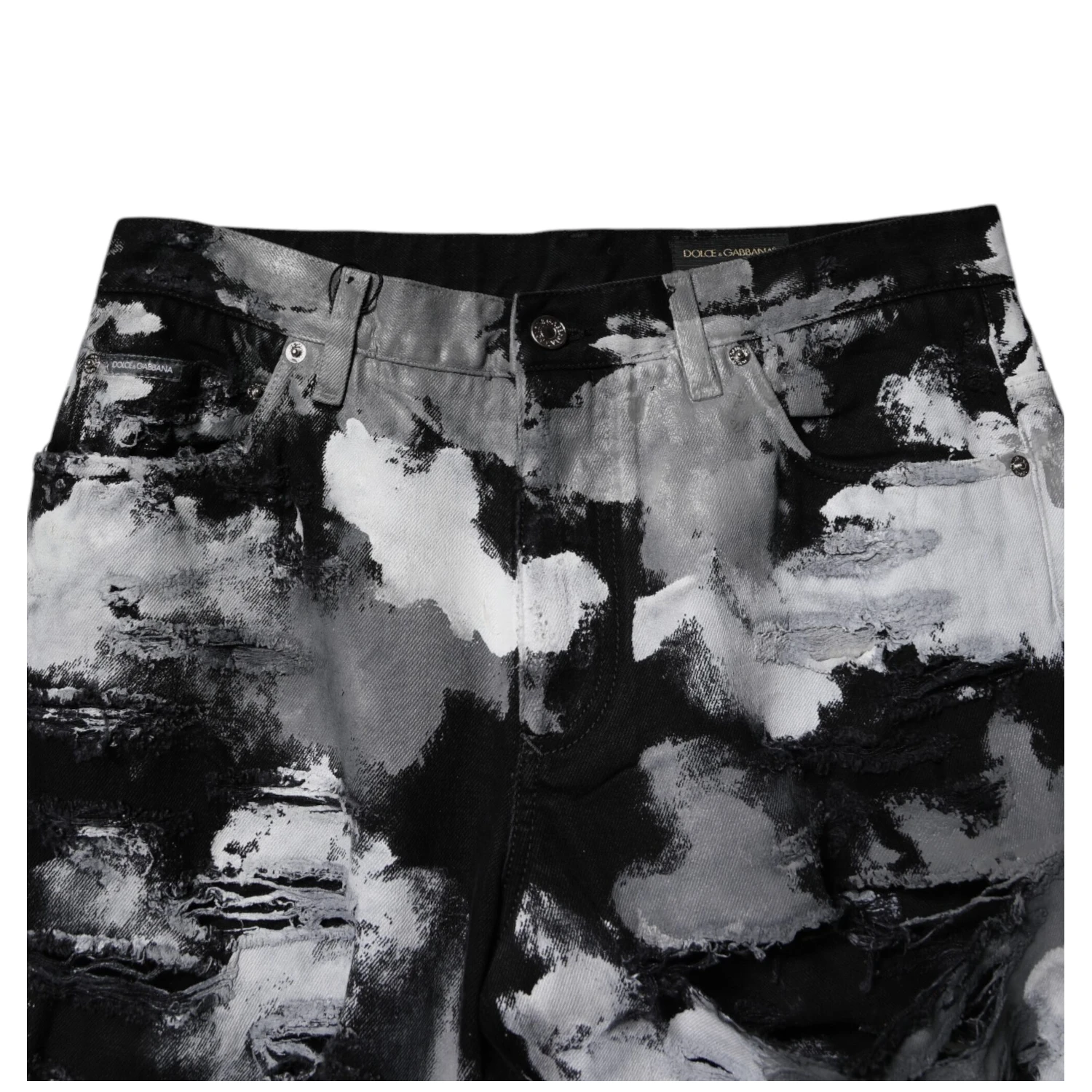 Multicolor Camouflage Tattered Skinny Denim Jeans