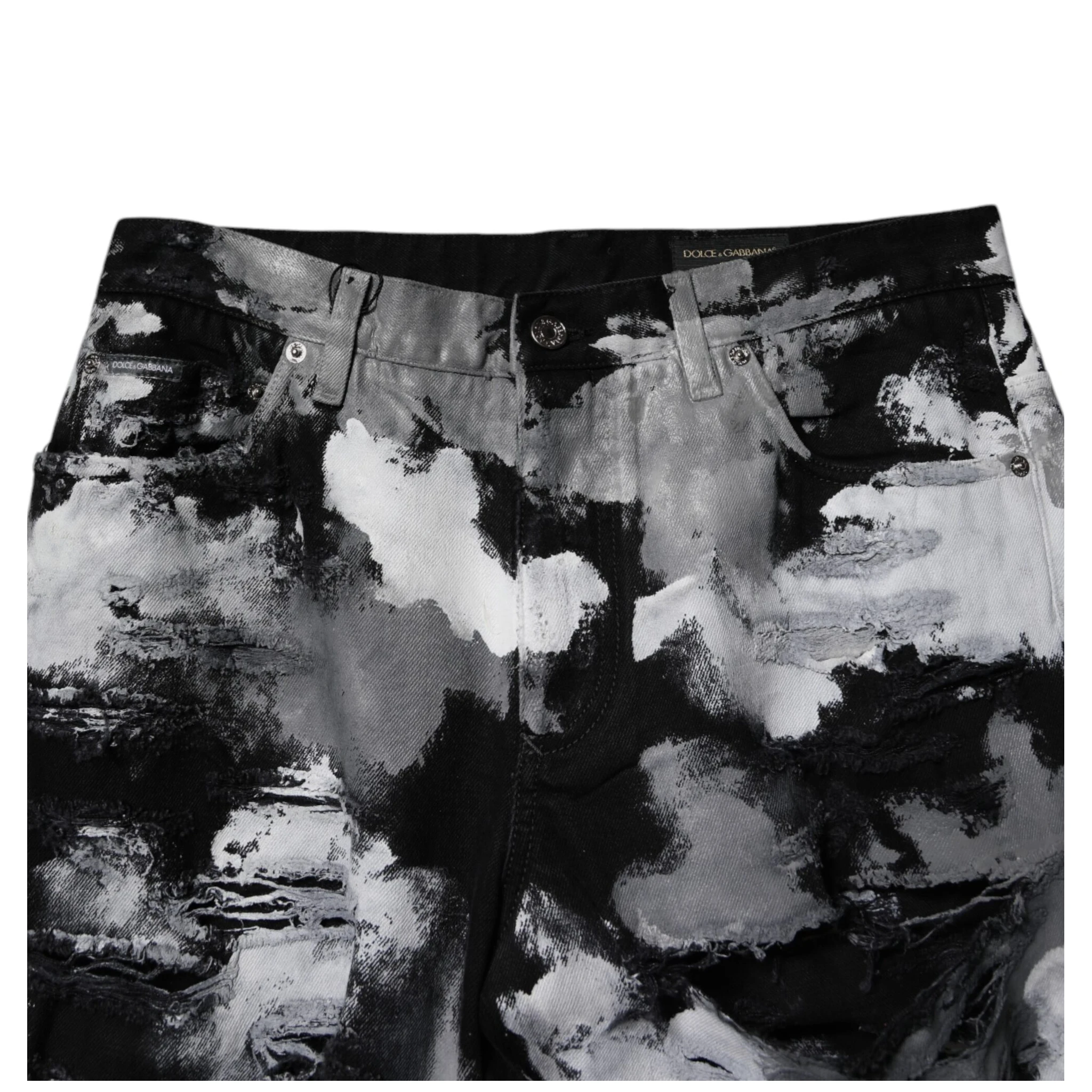 Multicolor Camouflage Tattered Skinny Denim Jeans