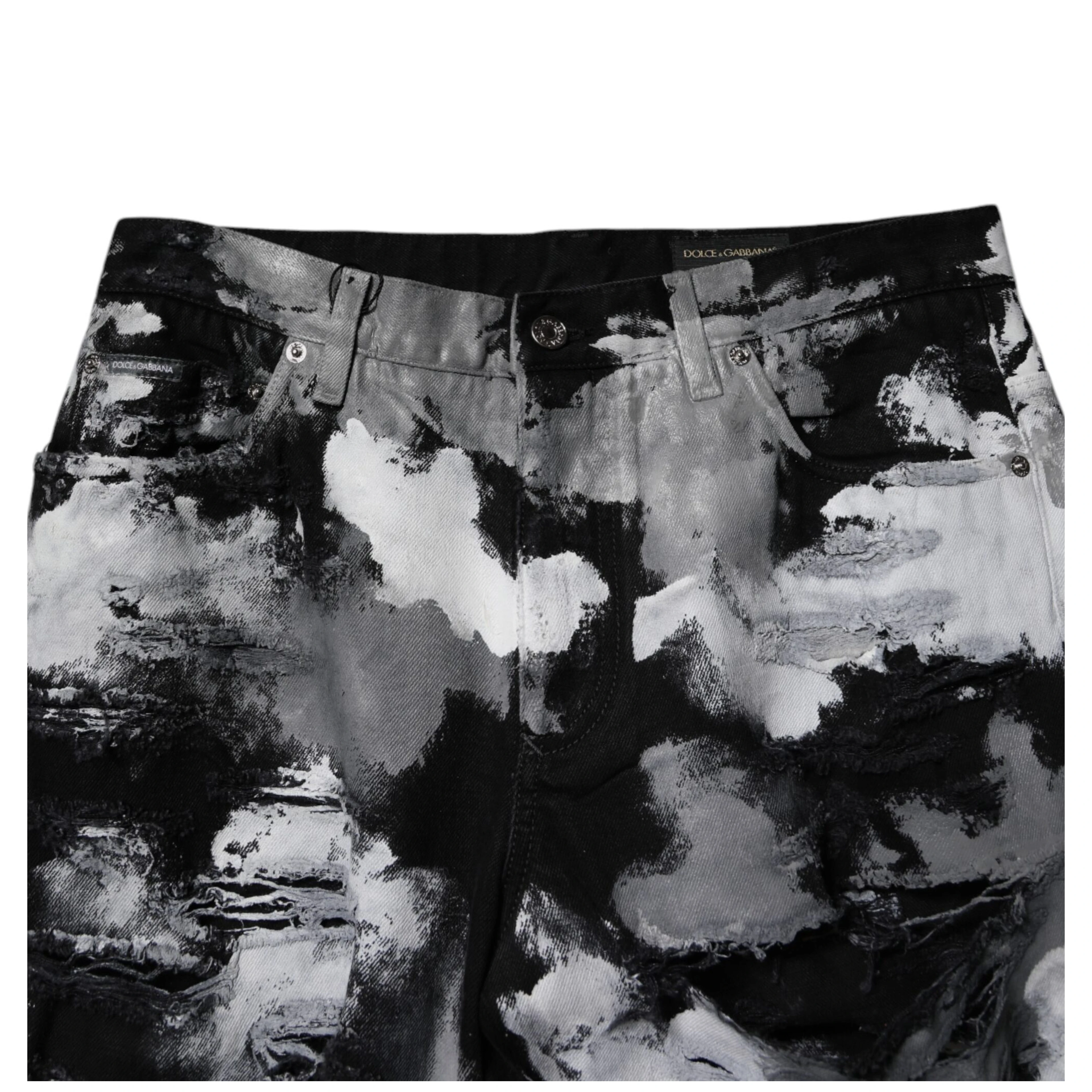 Multicolor Camouflage Tattered Skinny Denim Jeans