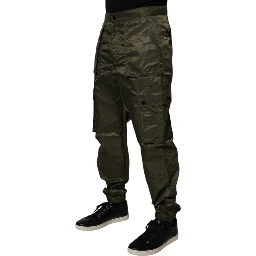 Dark Green Nylon Cargo Pants