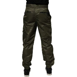 Dark Green Nylon Cargo Pants