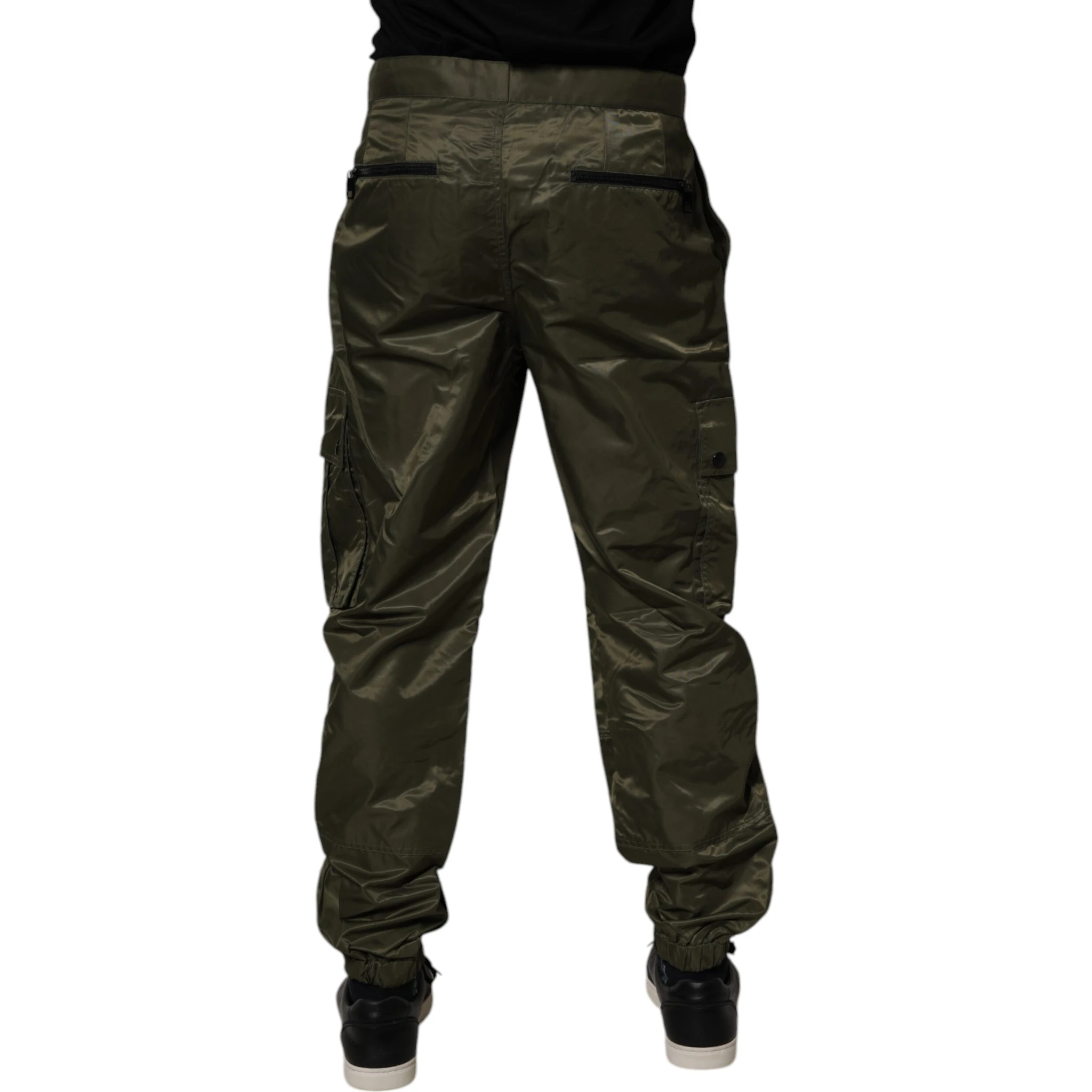 Dark Green Nylon Cargo Pants