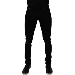 Black Cotton Stretch Skinny Men Denim Jeans