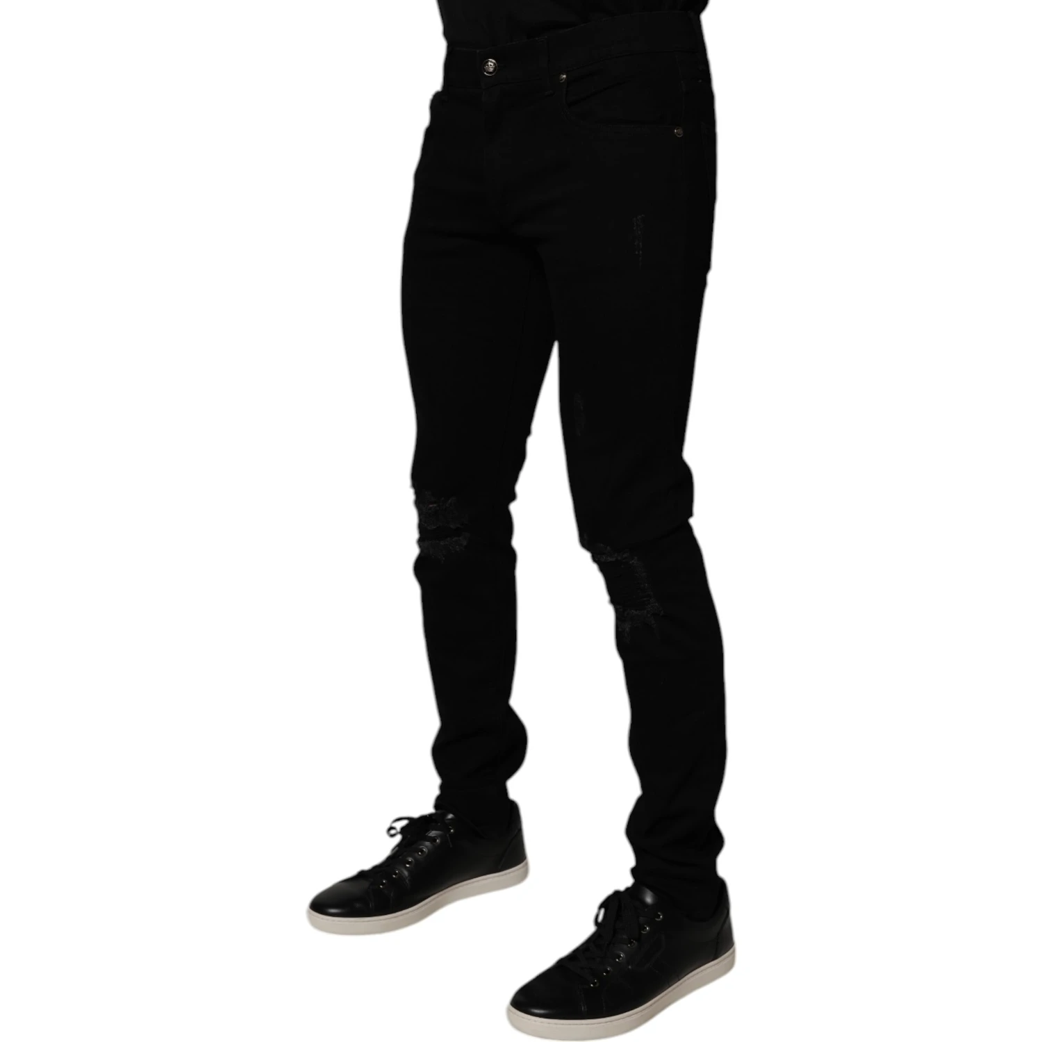 Black Cotton Stretch Skinny Men Denim Jeans