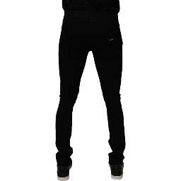 Black Cotton Stretch Skinny Men Denim Jeans