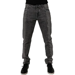 Two Tone Gray Cotton Denim Jeans