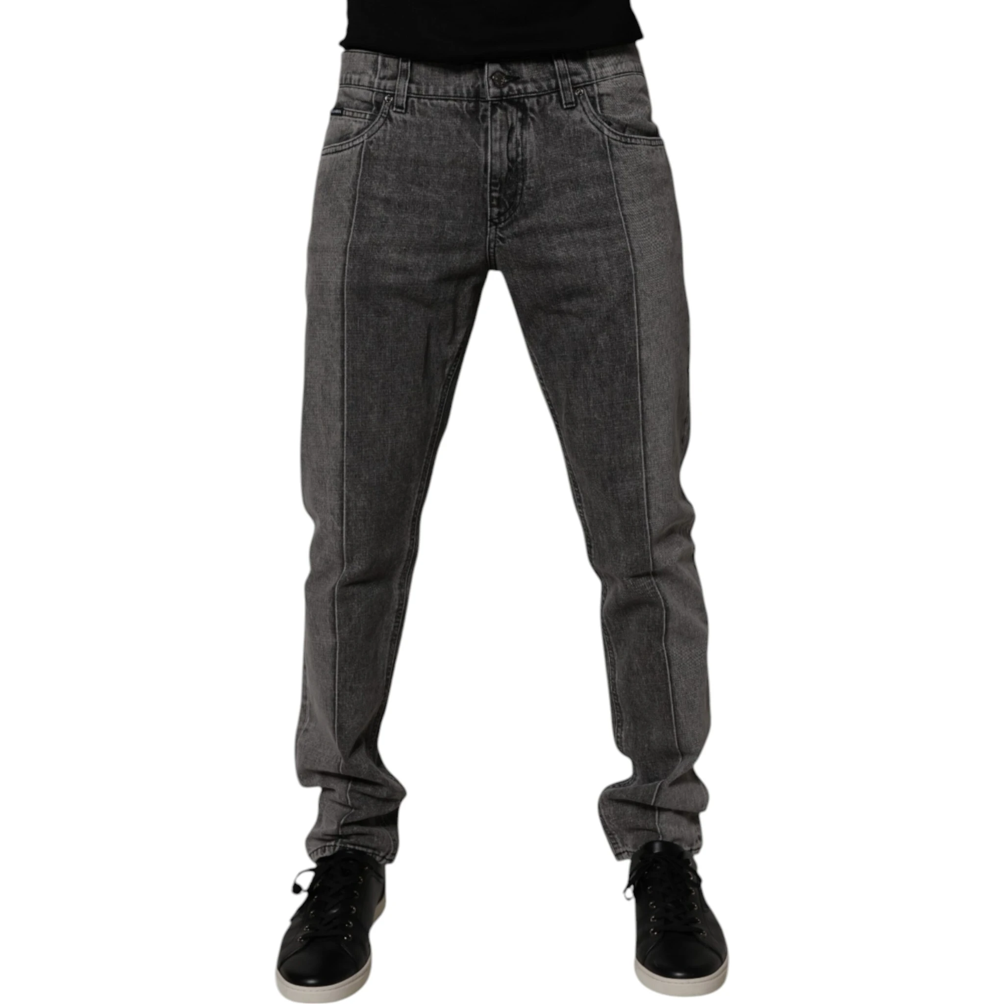 Two Tone Gray Cotton Denim Jeans