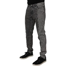Two Tone Gray Cotton Denim Jeans