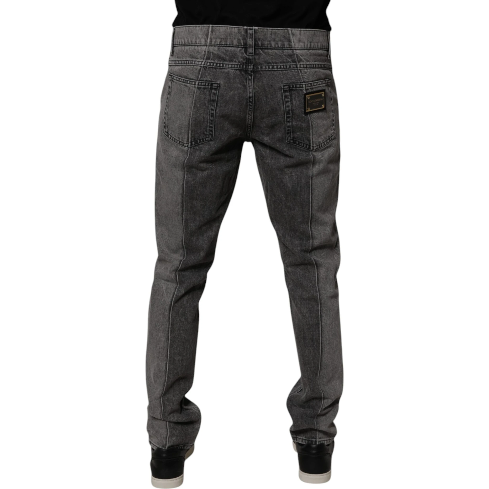 Two Tone Gray Cotton Denim Jeans