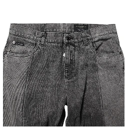 Two Tone Gray Cotton Denim Jeans