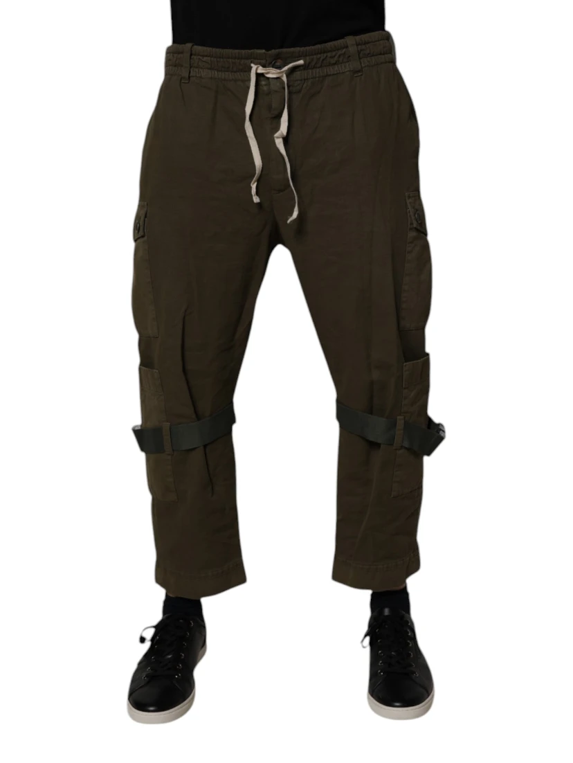 Brown Cotton Stretch Cargo Pants