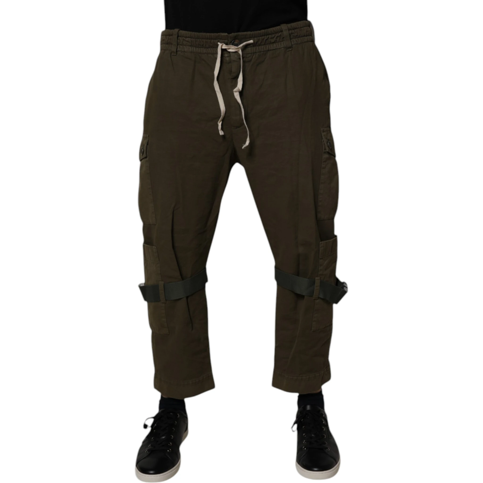 Brown Cotton Stretch Cargo Pants