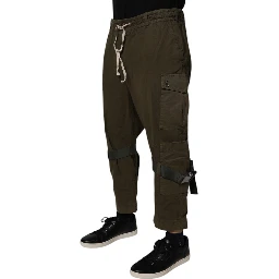 Brown Cotton Stretch Cargo Pants